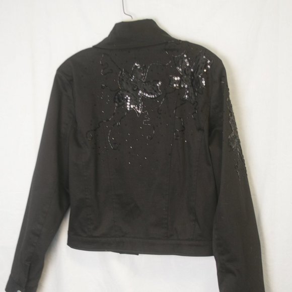 Black Beaded  & Applique Jacket - Picture 2 of 3